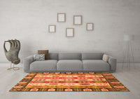 Machine Washable Abstract Orange Modern Rug, wshabs2198org