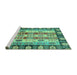 Sideview of Machine Washable Abstract Turquoise Modern Area Rugs, wshabs2198turq