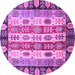 Round Machine Washable Abstract Purple Modern Area Rugs, wshabs2198pur