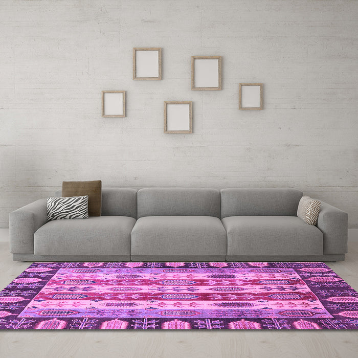 Machine Washable Abstract Purple Modern Area Rugs in a Living Room, wshabs2198pur