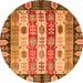 Round Abstract Orange Modern Rug, abs2198org