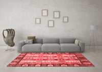 Machine Washable Abstract Red Modern Rug, wshabs2198red