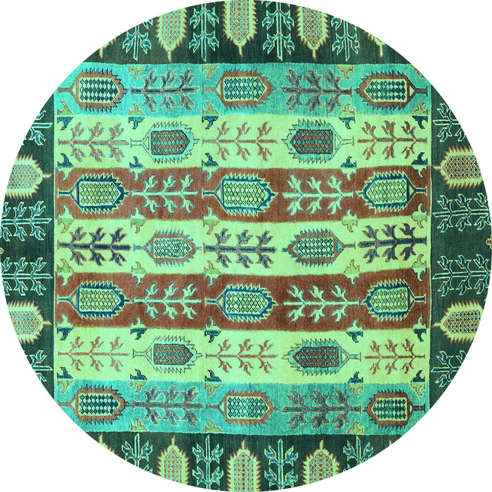 Round Machine Washable Abstract Turquoise Modern Area Rugs, wshabs2198turq
