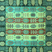 Square Machine Washable Abstract Turquoise Modern Area Rugs, wshabs2198turq