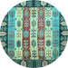 Round Abstract Light Blue Modern Rug, abs2198lblu