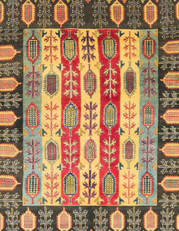 Machine Washable Abstract Brown Red Rug, wshabs2198