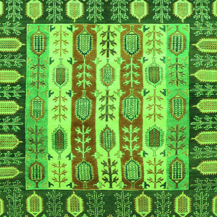 Square Machine Washable Abstract Green Modern Area Rugs, wshabs2198grn