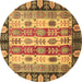 Round Machine Washable Abstract Brown Modern Rug, wshabs2198brn