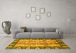 Machine Washable Abstract Yellow Modern Rug in a Living Room, wshabs2198yw