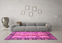 Machine Washable Abstract Pink Modern Rug, wshabs2198pnk