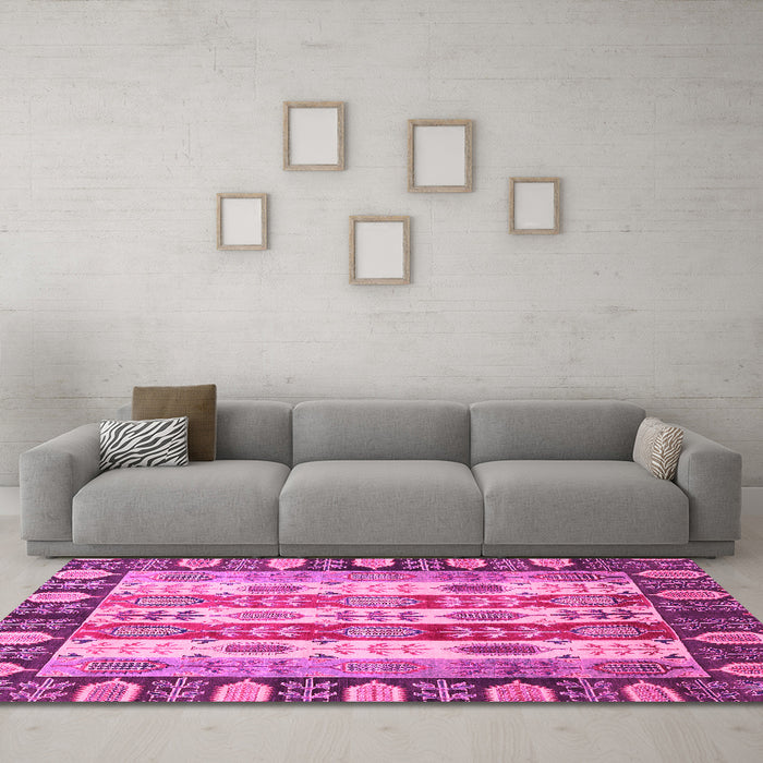 Machine Washable Abstract Pink Modern Rug in a Living Room, wshabs2198pnk