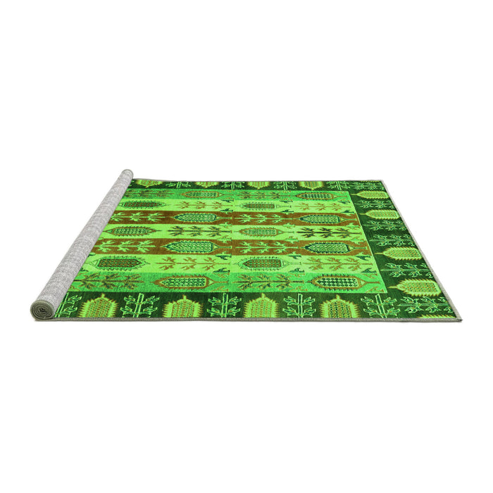 Sideview of Machine Washable Abstract Green Modern Area Rugs, wshabs2198grn
