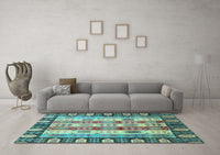 Machine Washable Abstract Light Blue Modern Rug, wshabs2198lblu