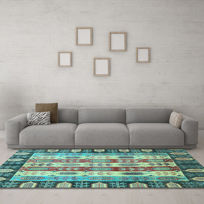 Machine Washable Abstract Light Blue Modern Rug in a Living Room, wshabs2198lblu