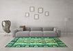 Machine Washable Abstract Turquoise Modern Area Rugs in a Living Room,, wshabs2198turq