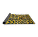 Sideview of Abstract Golden Brown Yellow Modern Rug, abs2199