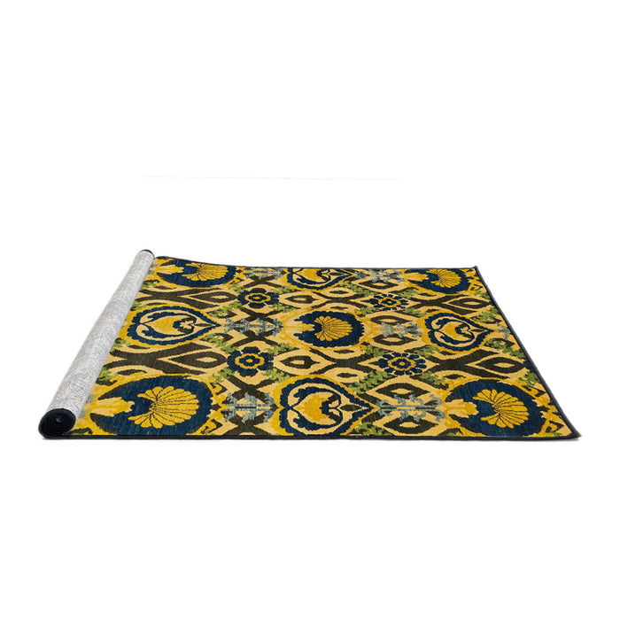 Sideview of Machine Washable Abstract Gen Brown Yellow Rug, wshabs2199