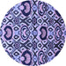 Round Abstract Blue Modern Rug, abs2199blu