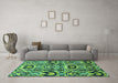 Machine Washable Abstract Turquoise Modern Area Rugs in a Living Room,, wshabs2199turq