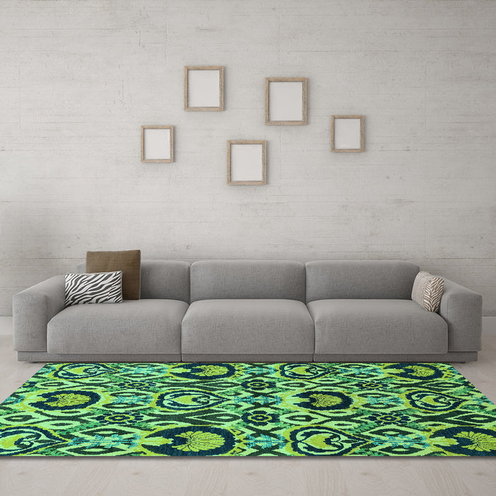 Machine Washable Abstract Turquoise Modern Area Rugs in a Living Room,, wshabs2199turq
