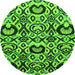 Round Machine Washable Abstract Green Modern Area Rugs, wshabs2199grn