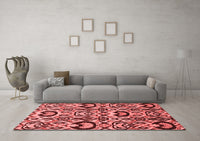 Machine Washable Abstract Red Modern Rug, wshabs2199red