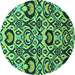 Round Abstract Turquoise Modern Rug, abs2199turq