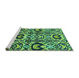 Sideview of Machine Washable Abstract Turquoise Modern Area Rugs, wshabs2199turq