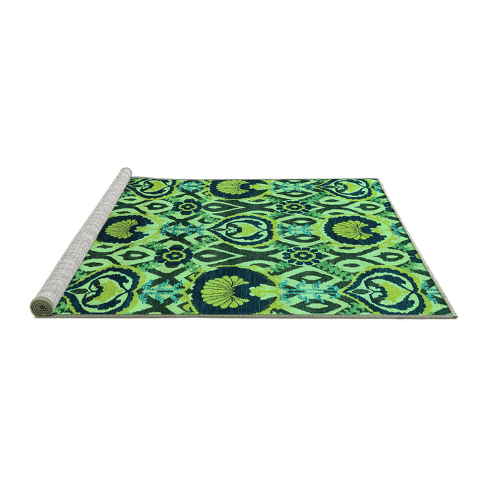 Sideview of Machine Washable Abstract Turquoise Modern Area Rugs, wshabs2199turq