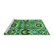 Sideview of Machine Washable Abstract Turquoise Modern Area Rugs, wshabs2199turq