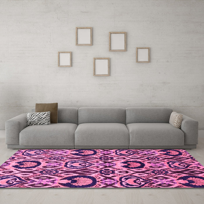 Machine Washable Abstract Pink Modern Rug in a Living Room, wshabs2199pnk
