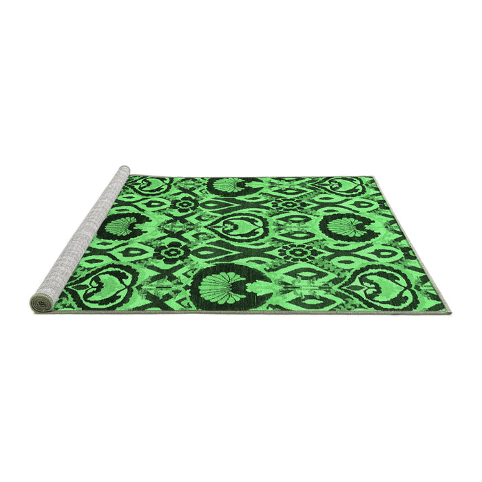 Sideview of Machine Washable Abstract Emerald Green Modern Area Rugs, wshabs2199emgrn