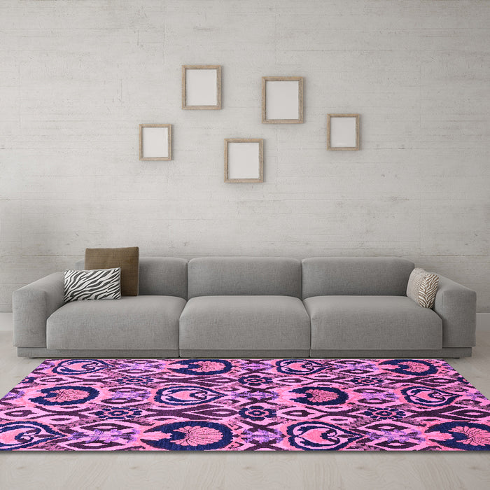 Machine Washable Abstract Purple Modern Area Rugs in a Living Room, wshabs2199pur