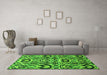 Machine Washable Abstract Green Modern Area Rugs in a Living Room,, wshabs2199grn