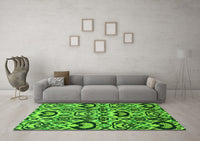 Machine Washable Abstract Green Modern Rug, wshabs2199grn