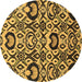 Round Abstract Brown Modern Rug, abs2199brn