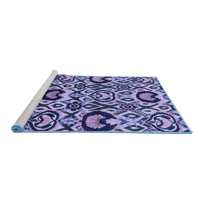 Sideview of Machine Washable Abstract Blue Modern Rug, wshabs2199blu