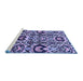 Sideview of Machine Washable Abstract Blue Modern Rug, wshabs2199blu