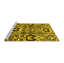 Sideview of Machine Washable Abstract Yellow Modern Rug, wshabs2199yw