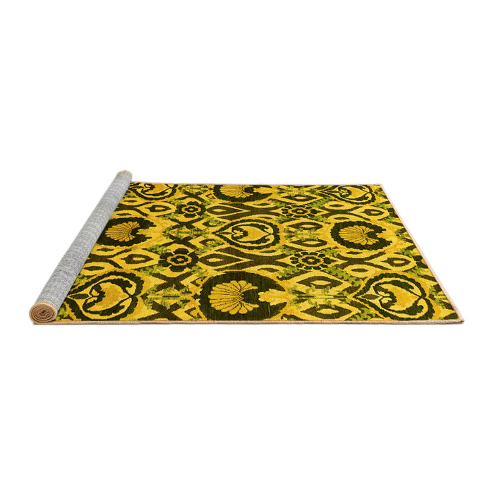 Sideview of Machine Washable Abstract Yellow Modern Rug, wshabs2199yw