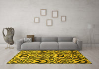 Machine Washable Abstract Yellow Modern Rug, wshabs2199yw