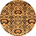 Round Machine Washable Abstract Orange Modern Area Rugs, wshabs2199org