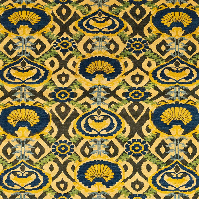 Square Machine Washable Abstract Gen Brown Yellow Rug, wshabs2199