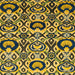 Square Machine Washable Abstract Gen Brown Yellow Rug, wshabs2199