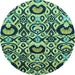 Round Abstract Light Blue Modern Rug, abs2199lblu