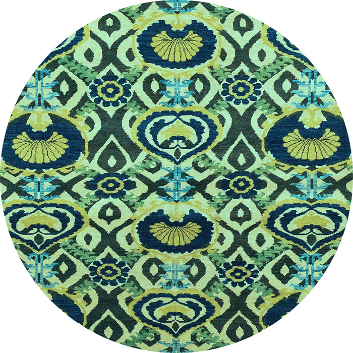 Round Machine Washable Abstract Light Blue Modern Rug, wshabs2199lblu