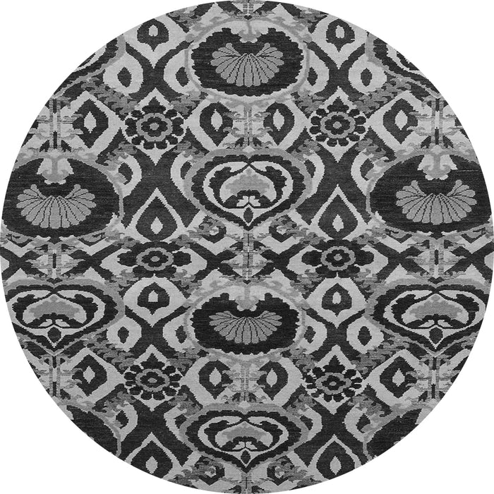 Round Machine Washable Abstract Gray Modern Rug, wshabs2199gry
