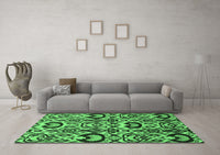 Machine Washable Abstract Emerald Green Modern Rug, wshabs2199emgrn