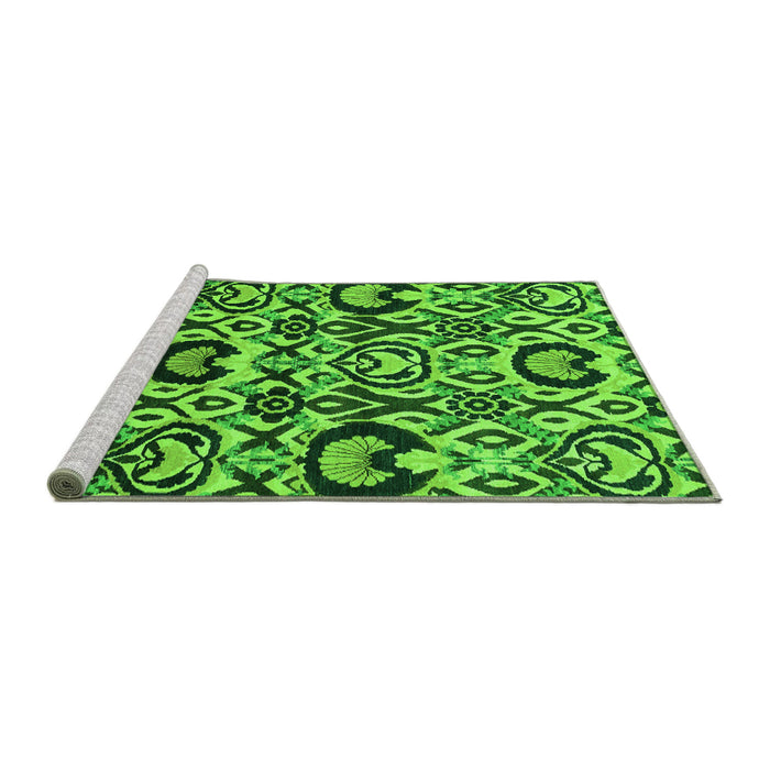Sideview of Machine Washable Abstract Green Modern Area Rugs, wshabs2199grn