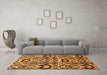 Machine Washable Abstract Orange Modern Area Rugs in a Living Room, wshabs2199org